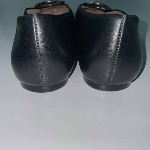 H&M Leather Black Metal Metal Ring Flats Size 7 - Picture 5 of 11